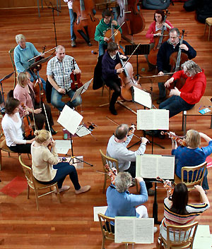 The Orchestra of St John, Bromsgrove in rehearsal at Routh Hall, Bromsgrove School
